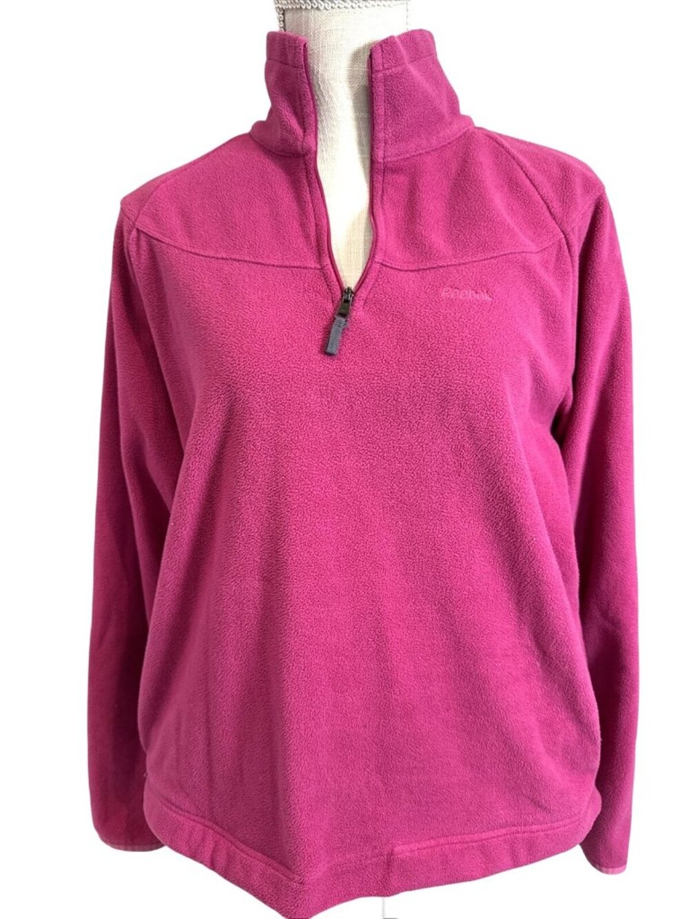 Reebok Womens Pink Fleece Pullover High Collard Top Size L